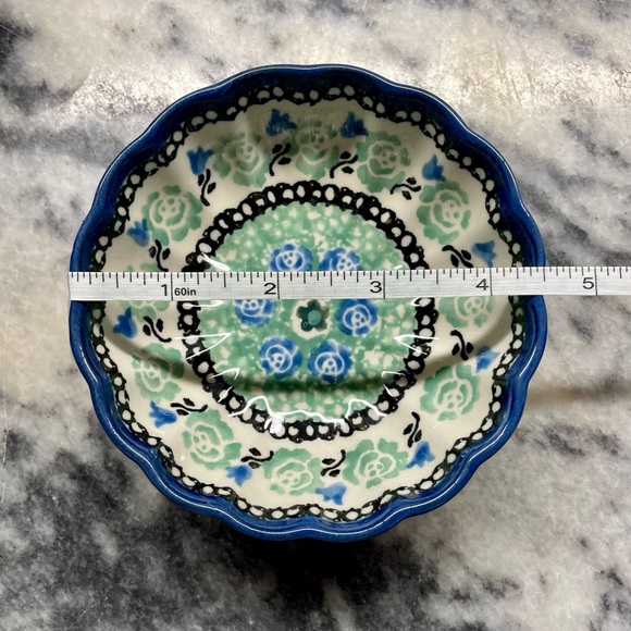 Polish Pottery Ceramika Artystyczna Unikat Small Scalloped Bowl - Picture 4 of 5